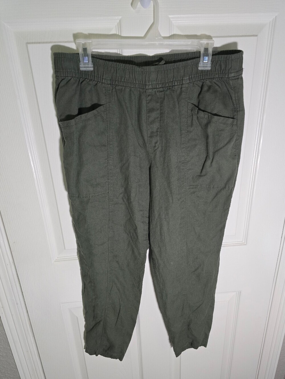 Old Navy Womens High Rise Straight Taper Green Linen Pants Large